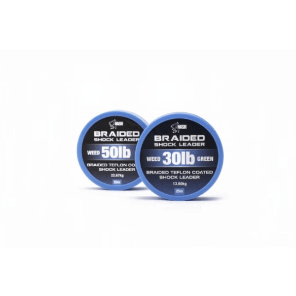 NASH BRAIDED SHOCK LEADER 30LB 13.60KG 25M WEED GREEN NASH-braided-shock-leader