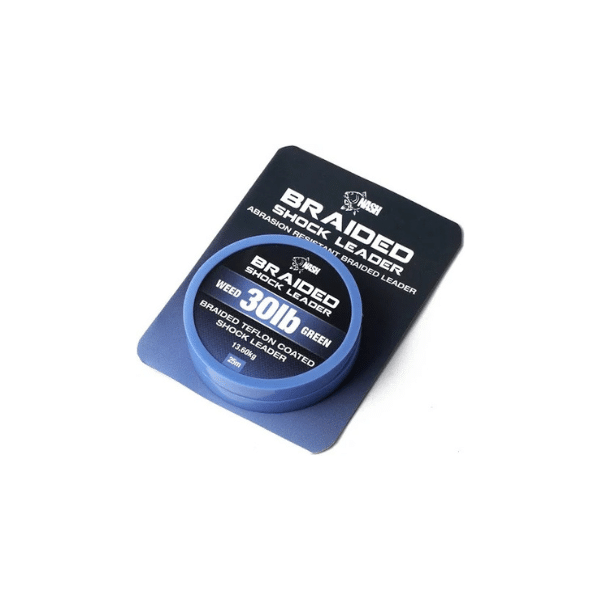 NASH BRAIDED SHOCK LEADER 30LB 13.60KG 25M WEED GREEN NASH-braided-shock-leader-30lb