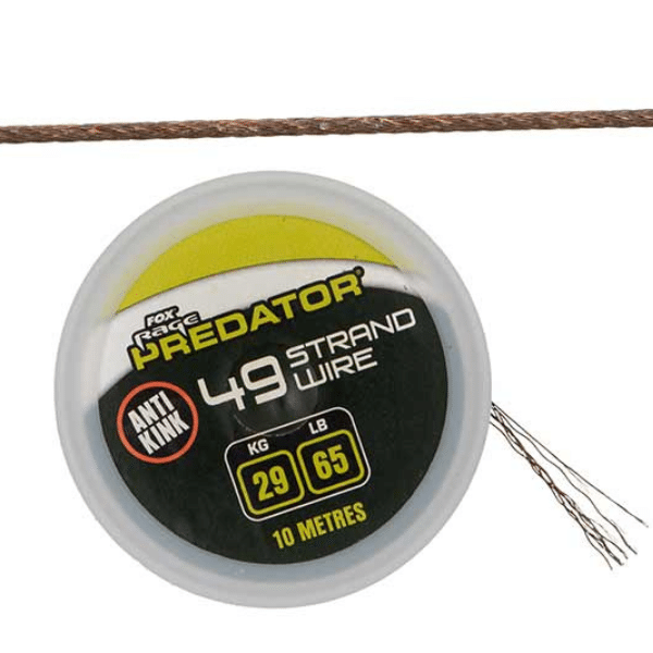 FOX RAGE PREDATOR 49-STRAND COATED STEEL WIRE 10M 65LB 29KG FOX-RAGE-PREDATOR-49-STRAND-COATED-STEEL-WIRE-10M-65LB-29KG