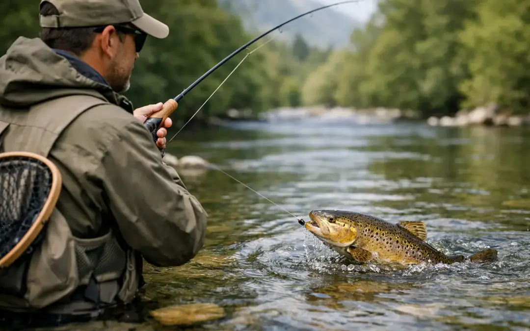 Pesca de trucha con ninfa o mosca