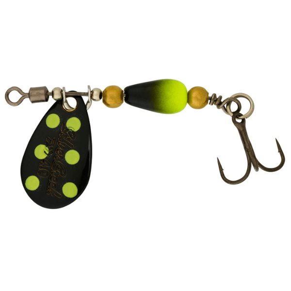 Daiwa cucharilla Silver Creek Spinner 6g Black Yellow Dots