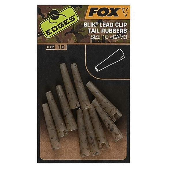 Fox Slik Lead Clip Tail Rubbers Size 10 Camo