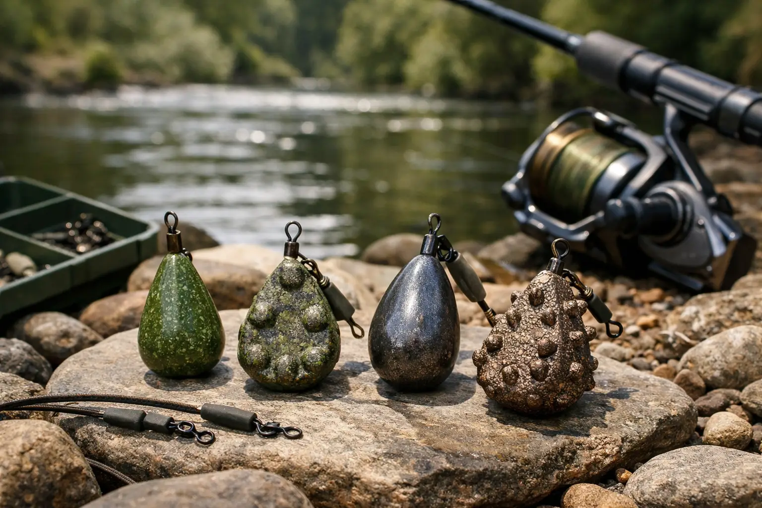 Plomos para pescar carpas en río